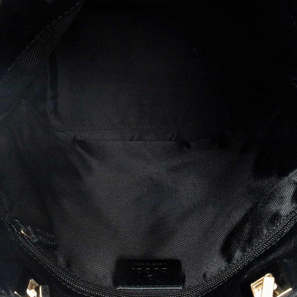 Shoulder Bag Small Bucket Tote Black Monogrammed Canvas