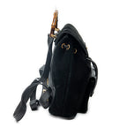 Mochila Mini Bambú de Cuero de Ante Negra