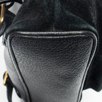 Mochila Mini Bambú de Cuero de Ante Negra