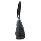 Shoulder Bag Front Pocket Tote Black Monogrammed Denim Canvas