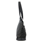 Shoulder Bag Front Pocket Tote Black Monogrammed Denim Canvas