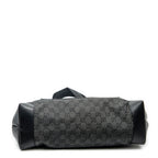 Sac Bandoulière avec Poche Avant Cabas en Toile Denim Monogrammée Noire