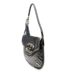 Shoulder Bag Medium Britt Tassel Flap Metallic Silver Guccissima Leather