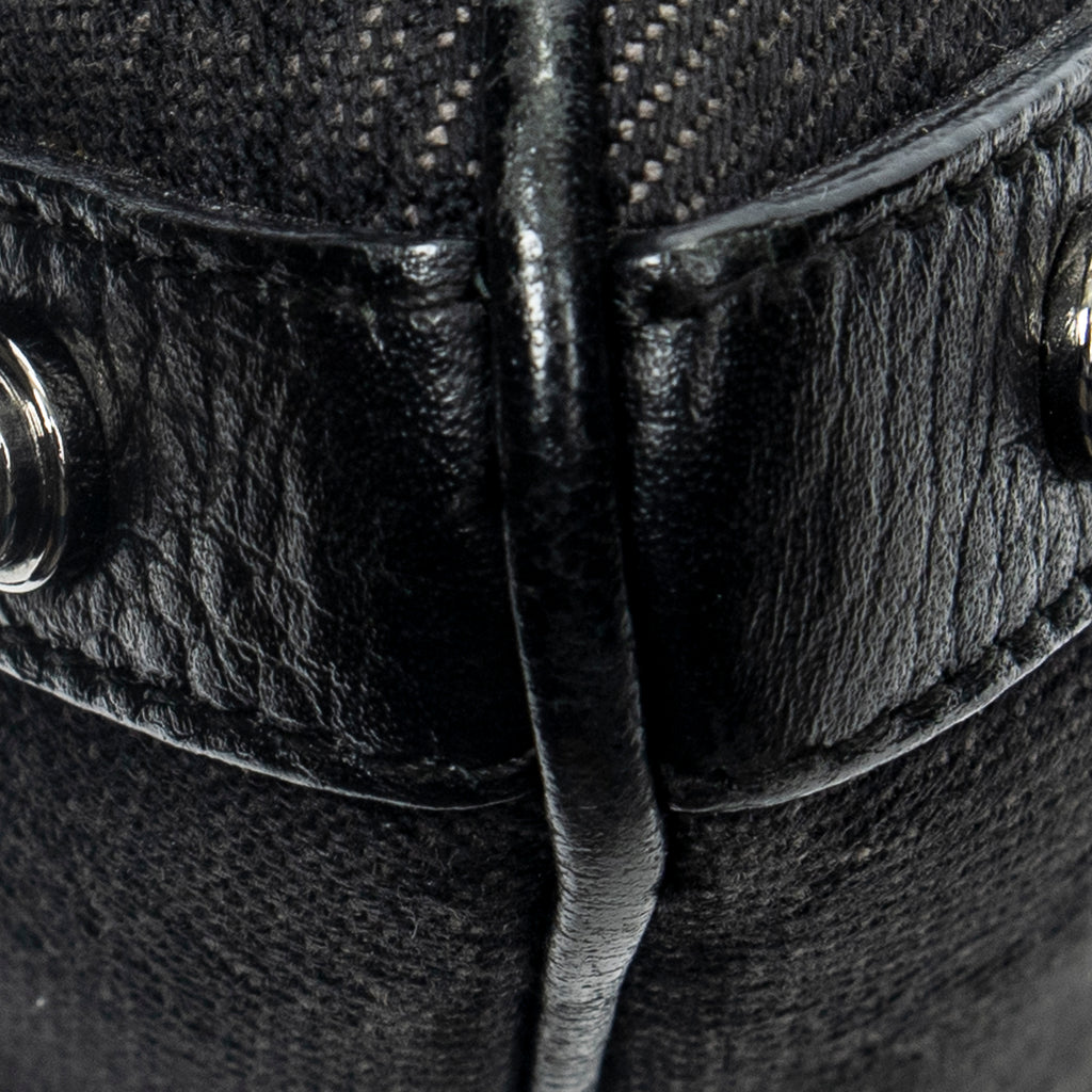 Shoulder Bag Abbey D-Ring Crossbody Black Monogrammed Denim Canvas