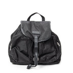 Backpack Double Pocket Drawstring Backpack Black Monogrammed Nylon Canvas