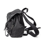 Backpack Double Pocket Drawstring Backpack Black Monogrammed Nylon Canvas