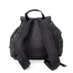 Backpack Double Pocket Drawstring Backpack Black Monogrammed Nylon Canvas