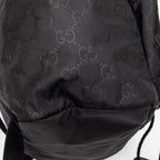 Backpack Double Pocket Drawstring Backpack Black Monogrammed Nylon Canvas