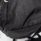 Backpack Double Pocket Drawstring Backpack Black Monogrammed Nylon Canvas