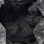 Backpack Double Pocket Drawstring Backpack Black Monogrammed Nylon Canvas