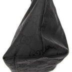 Shoulder Bag Front Pocket Hobo Black Monogrammed Nylon Canvas