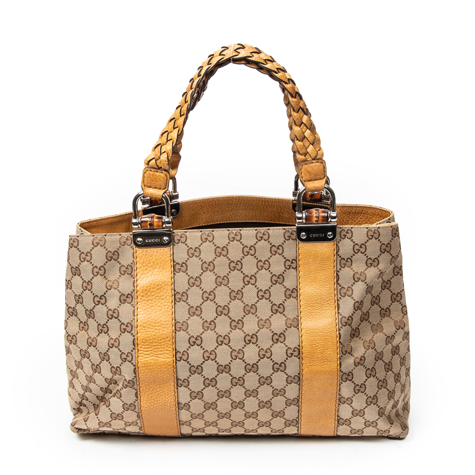 Shoulder Bag Medium Bamboo Bar Tote Tan Monogrammed Canvas