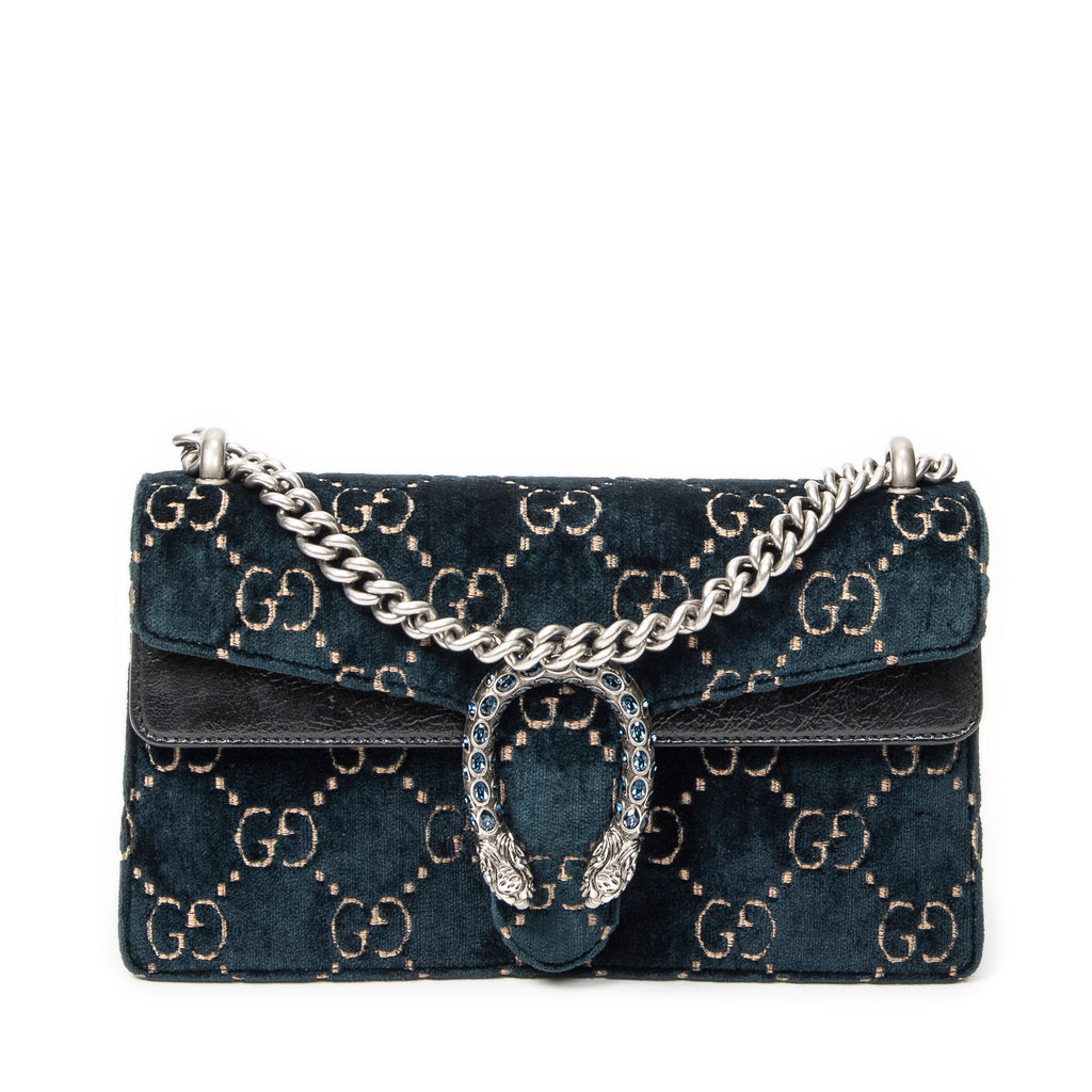 Shoulder Bag Medium Dionysus Chain Crossbody Green Monogrammed Velvet Canvas