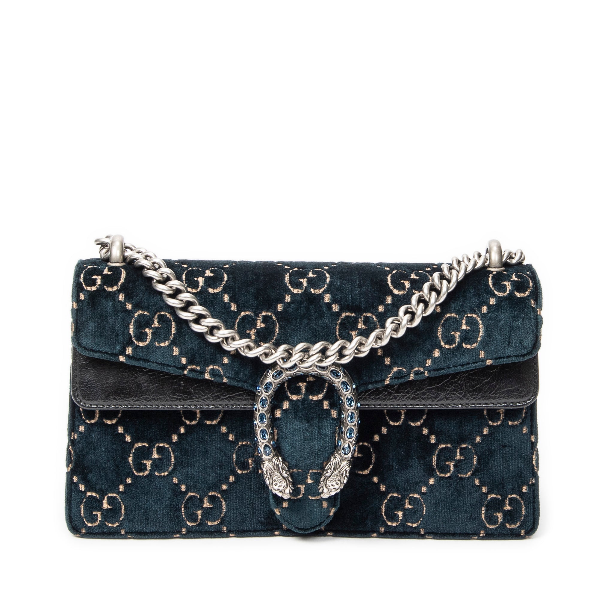 Shoulder Bag Medium Dionysus Chain Crossbody Green Monogrammed Velvet Canvas