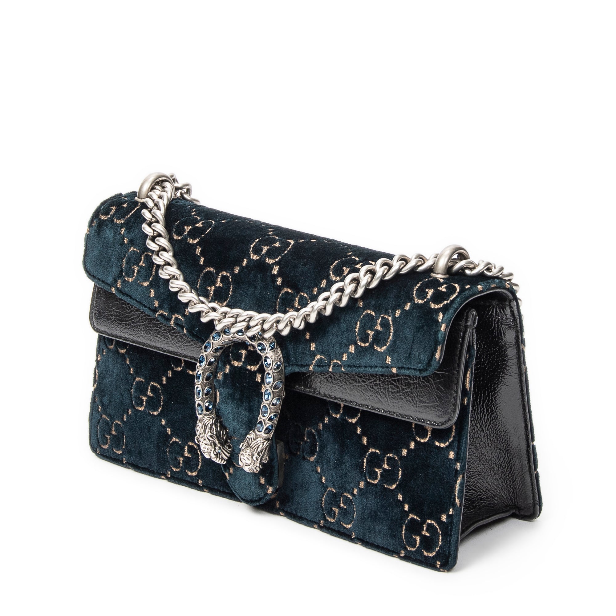 Shoulder Bag Medium Dionysus Chain Crossbody Green Monogrammed Velvet Canvas