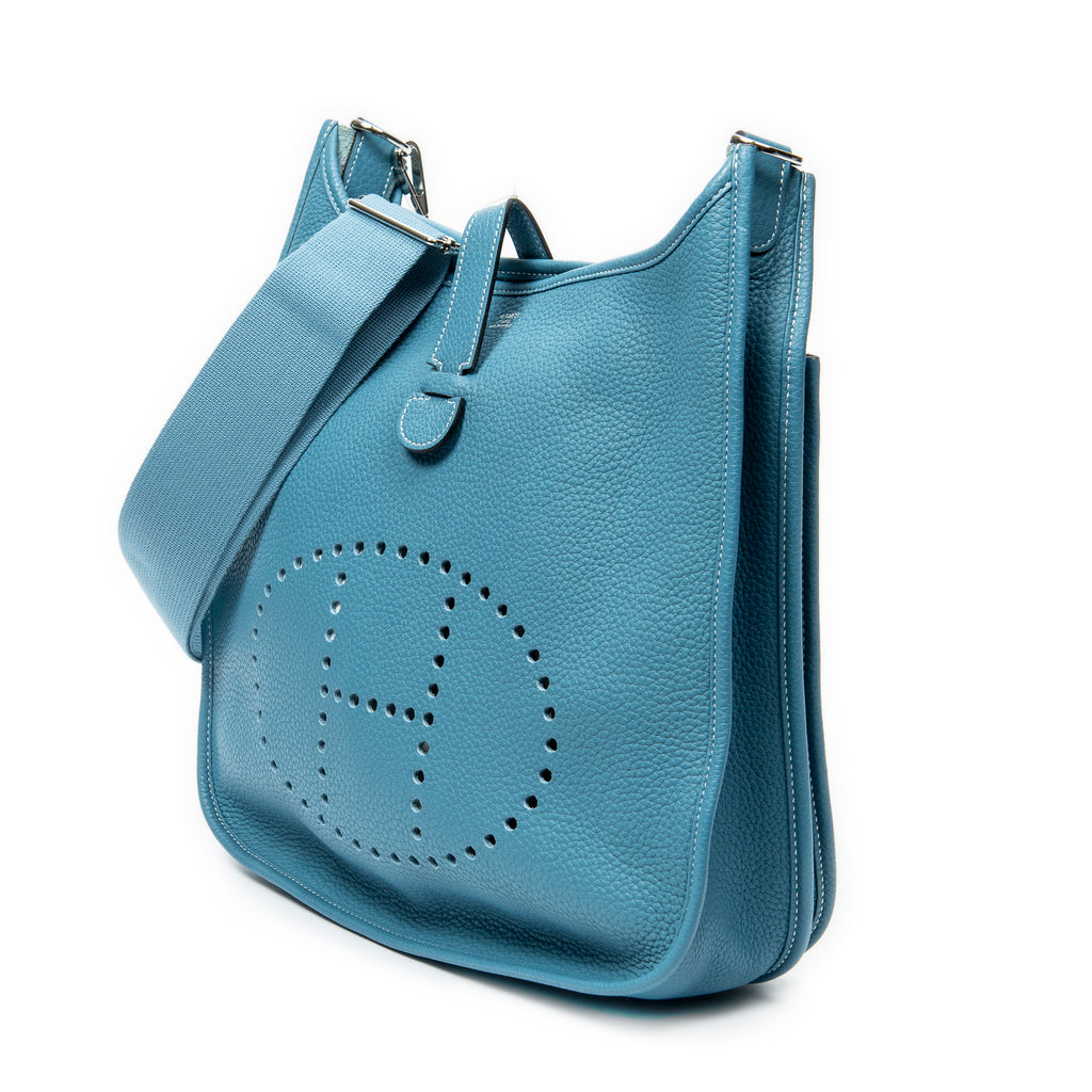 Shoulder Bag Evelyne III GM Blue Jean Clemence Leather