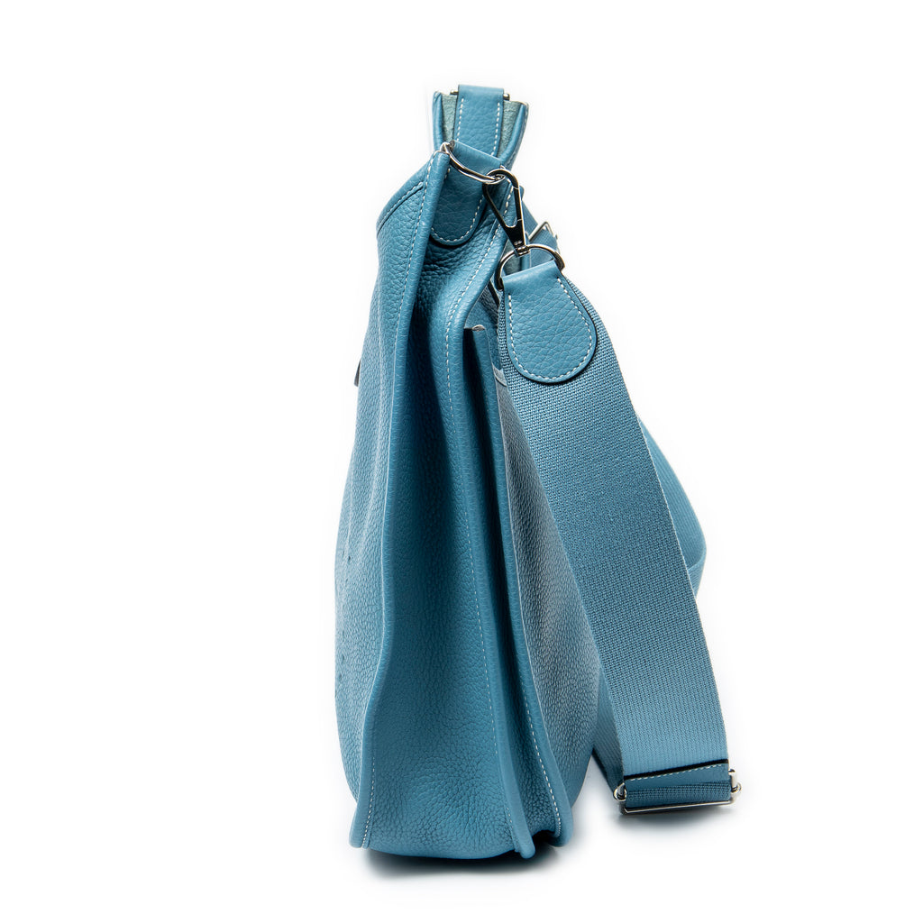 Shoulder Bag Evelyne III GM Blue Jean Clemence Leather