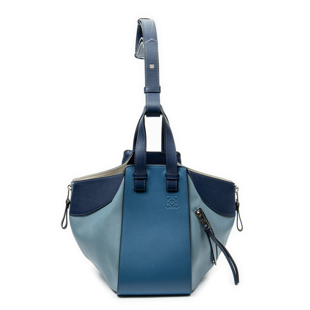 Shoulder Bag Small Hammock Blue Calfskin Leather