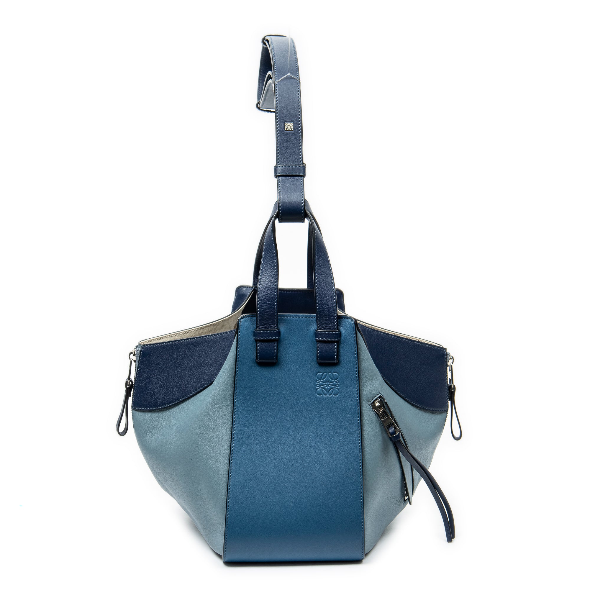 Shoulder Bag Small Hammock Blue Calfskin Leather