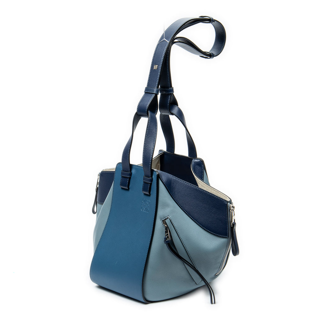 Shoulder Bag Small Hammock Blue Calfskin Leather