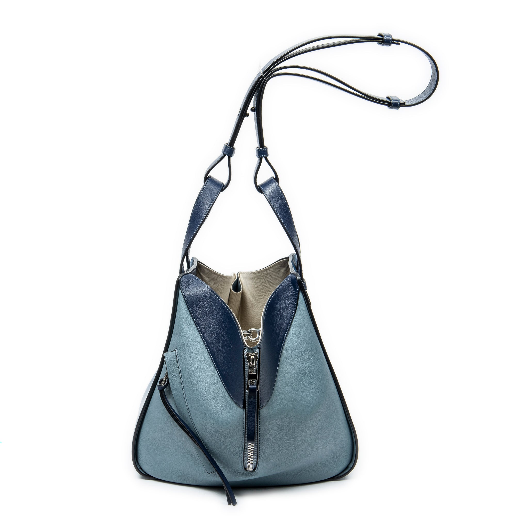 Shoulder Bag Small Hammock Blue Calfskin Leather