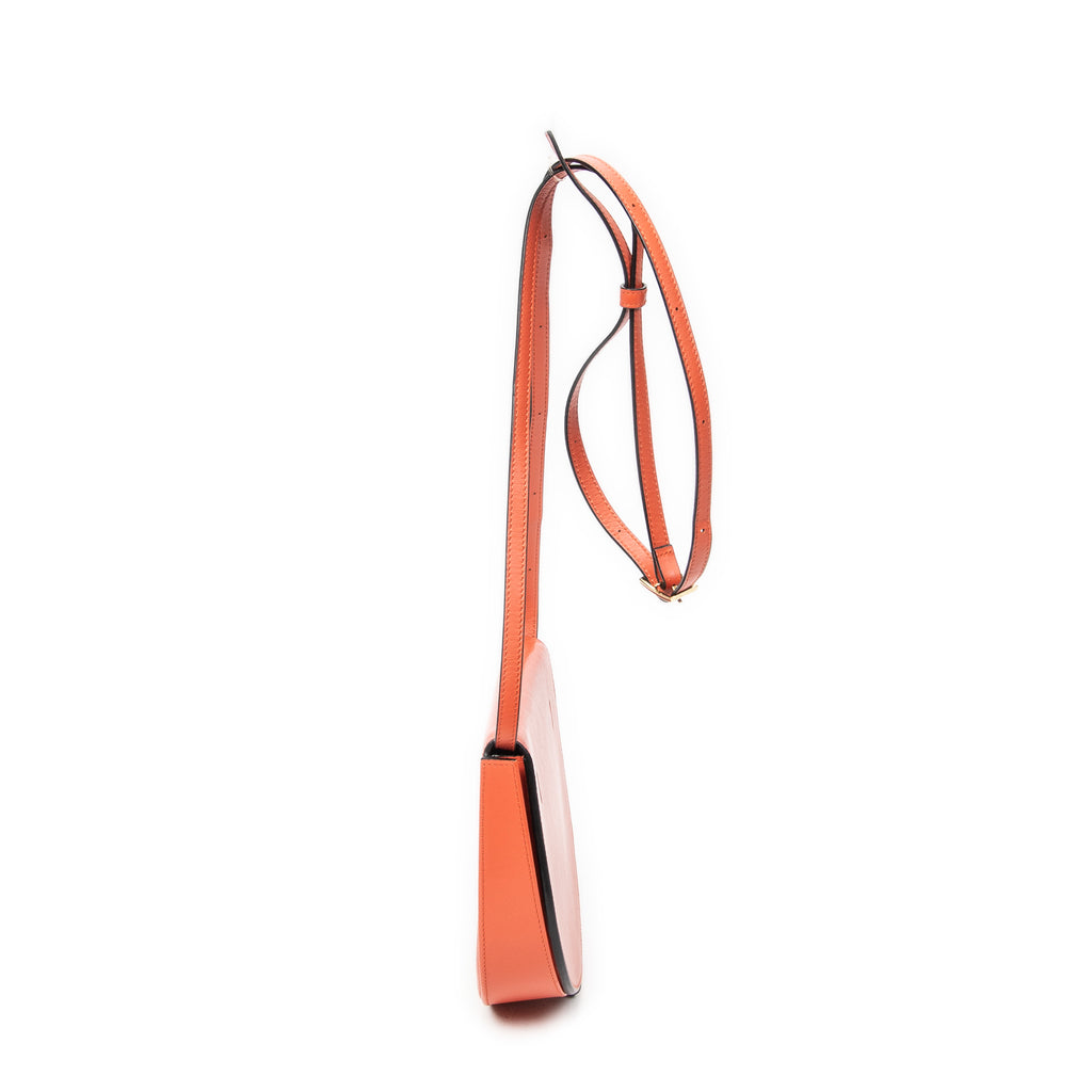 Shoulder Bag Large Heel Pouch Orange Calfskin Leather
