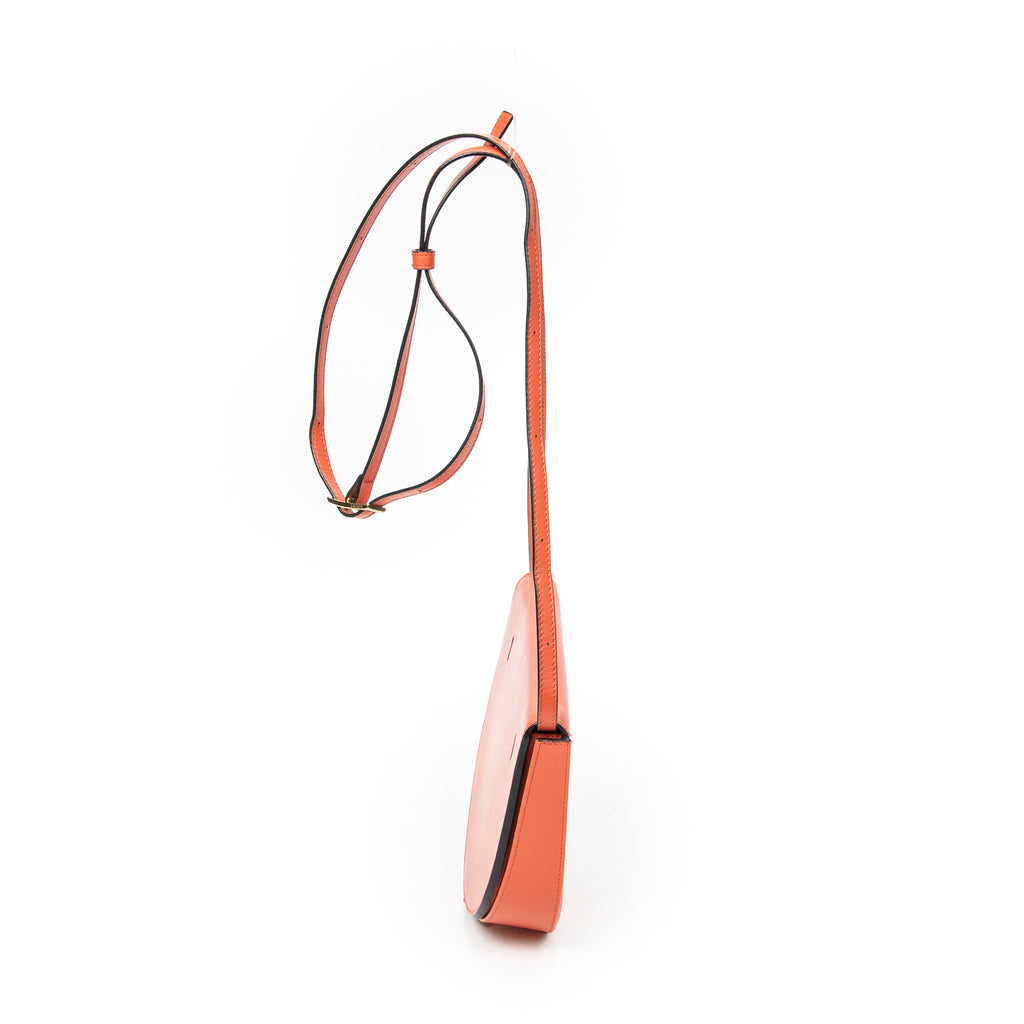 Shoulder Bag Large Heel Pouch Orange Calfskin Leather