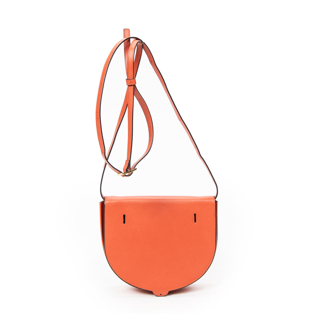 Shoulder Bag Large Heel Pouch Orange Calfskin Leather