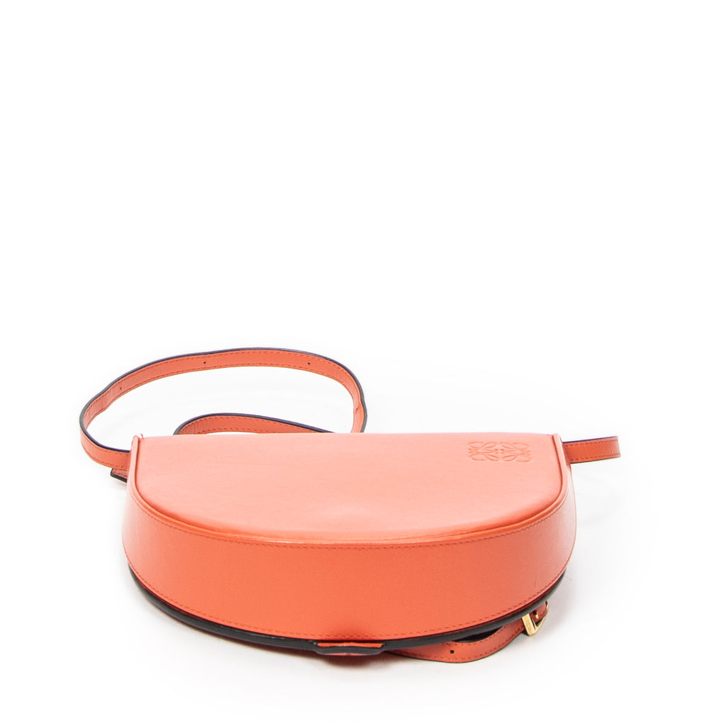 Shoulder Bag Large Heel Pouch Orange Calfskin Leather