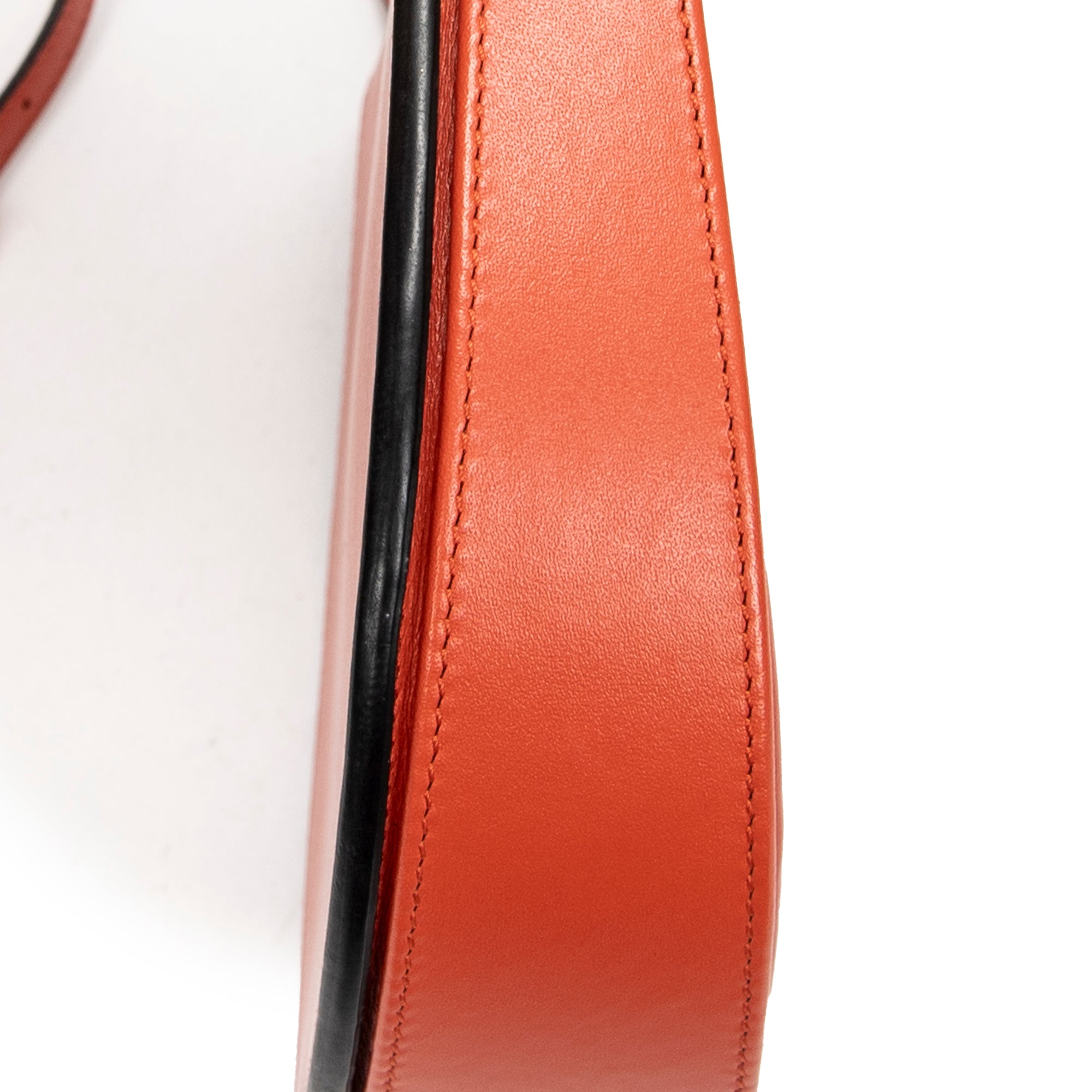 Shoulder Bag Large Heel Pouch Orange Calfskin Leather
