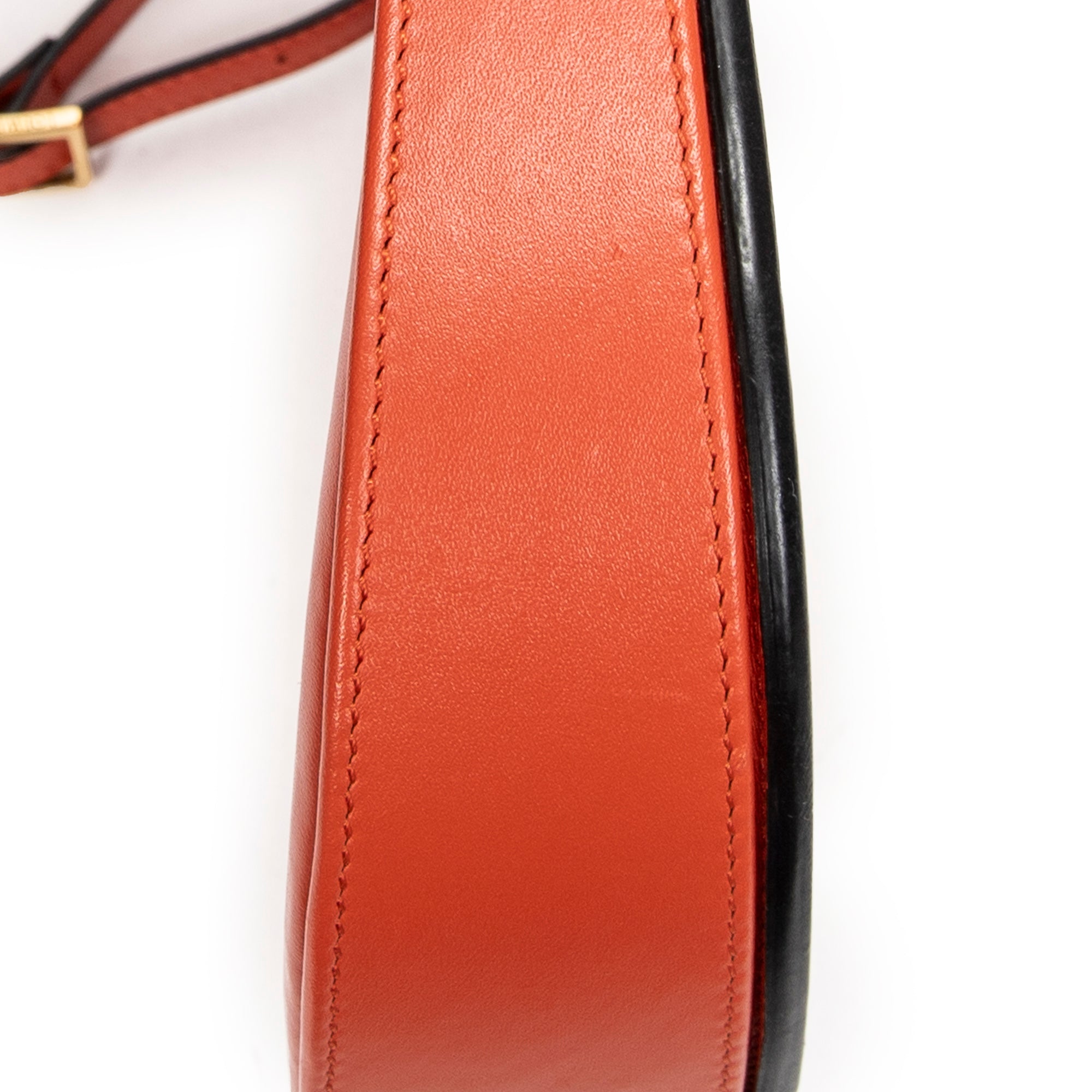 Shoulder Bag Large Heel Pouch Orange Calfskin Leather