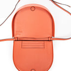 Shoulder Bag Large Heel Pouch Orange Calfskin Leather