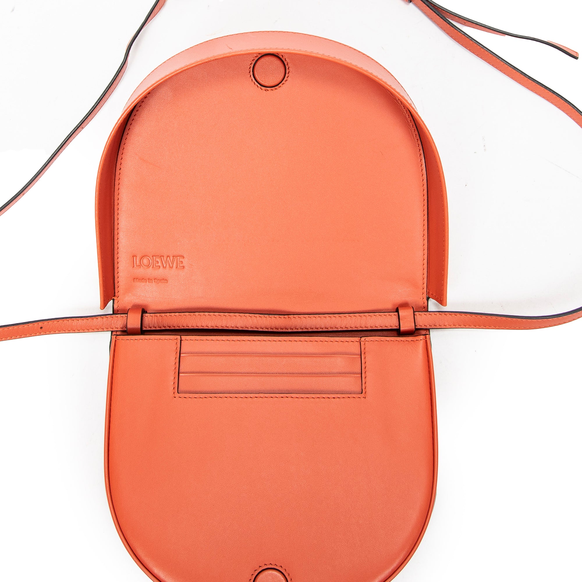 Shoulder Bag Large Heel Pouch Orange Calfskin Leather