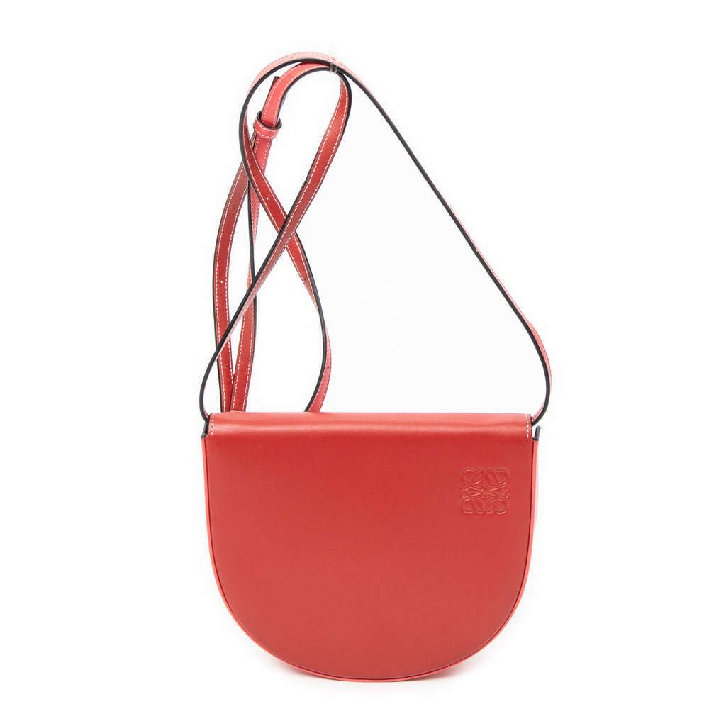 Shoulder Bag Large Heel Pouch Red Calfskin Leather