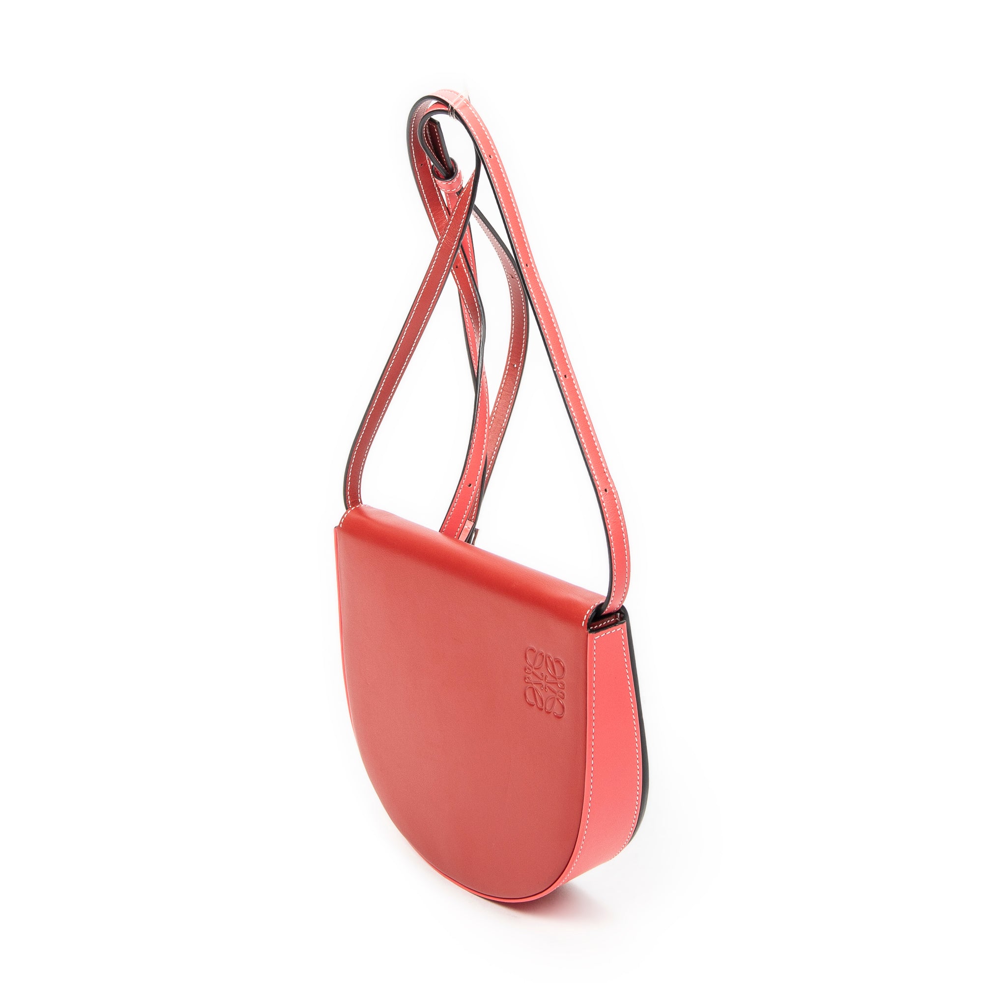 Shoulder Bag Large Heel Pouch Red Calfskin Leather