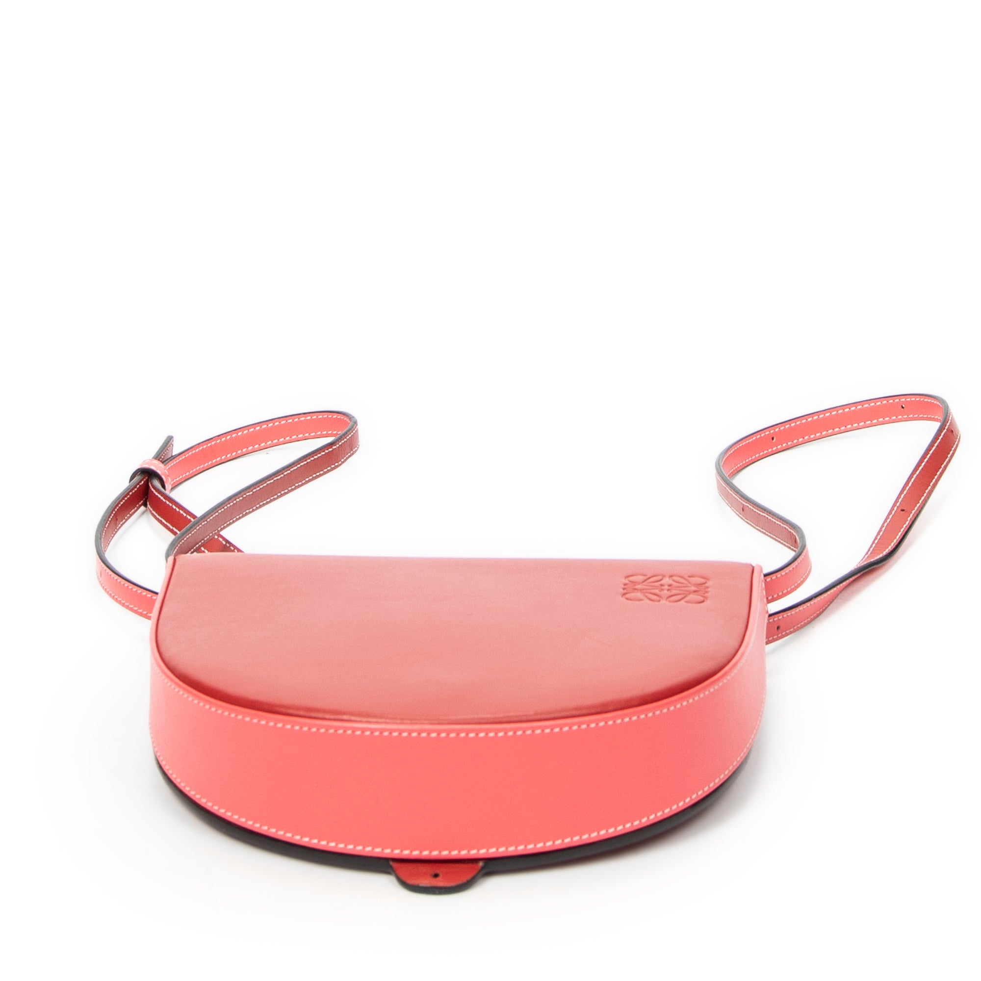 Shoulder Bag Large Heel Pouch Red Calfskin Leather