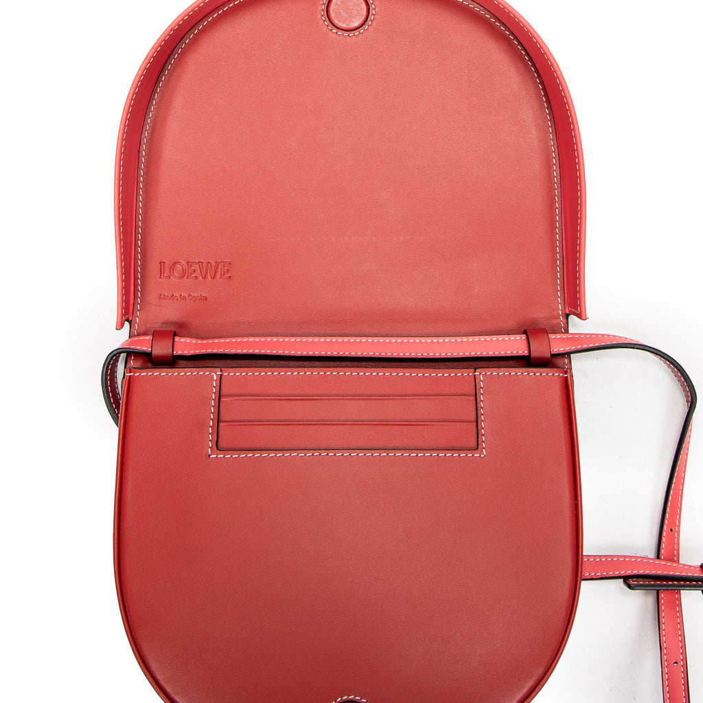Shoulder Bag Large Heel Pouch Red Calfskin Leather