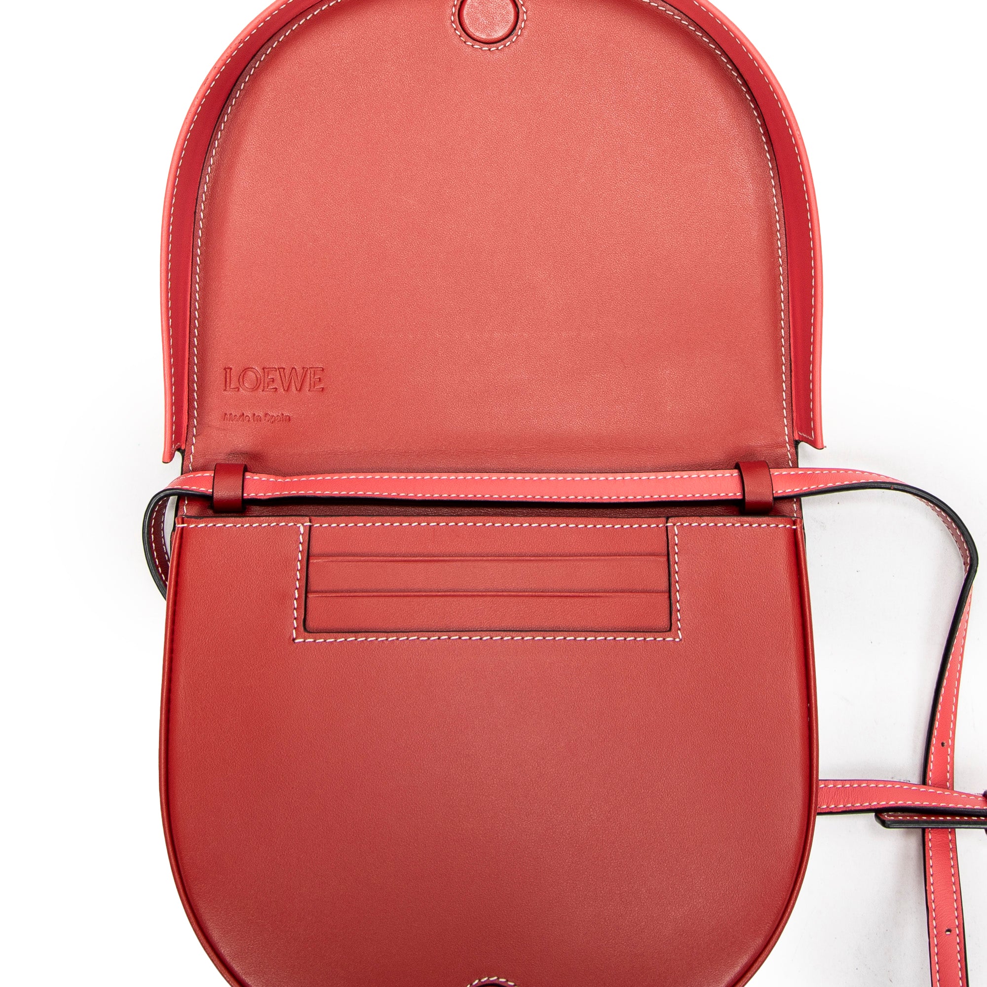 Shoulder Bag Large Heel Pouch Red Calfskin Leather
