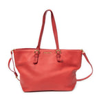 Shoulder Bag Shopping Tote Red Vitello Caribu Leather