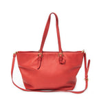 Shoulder Bag Shopping Tote Red Vitello Caribu Leather