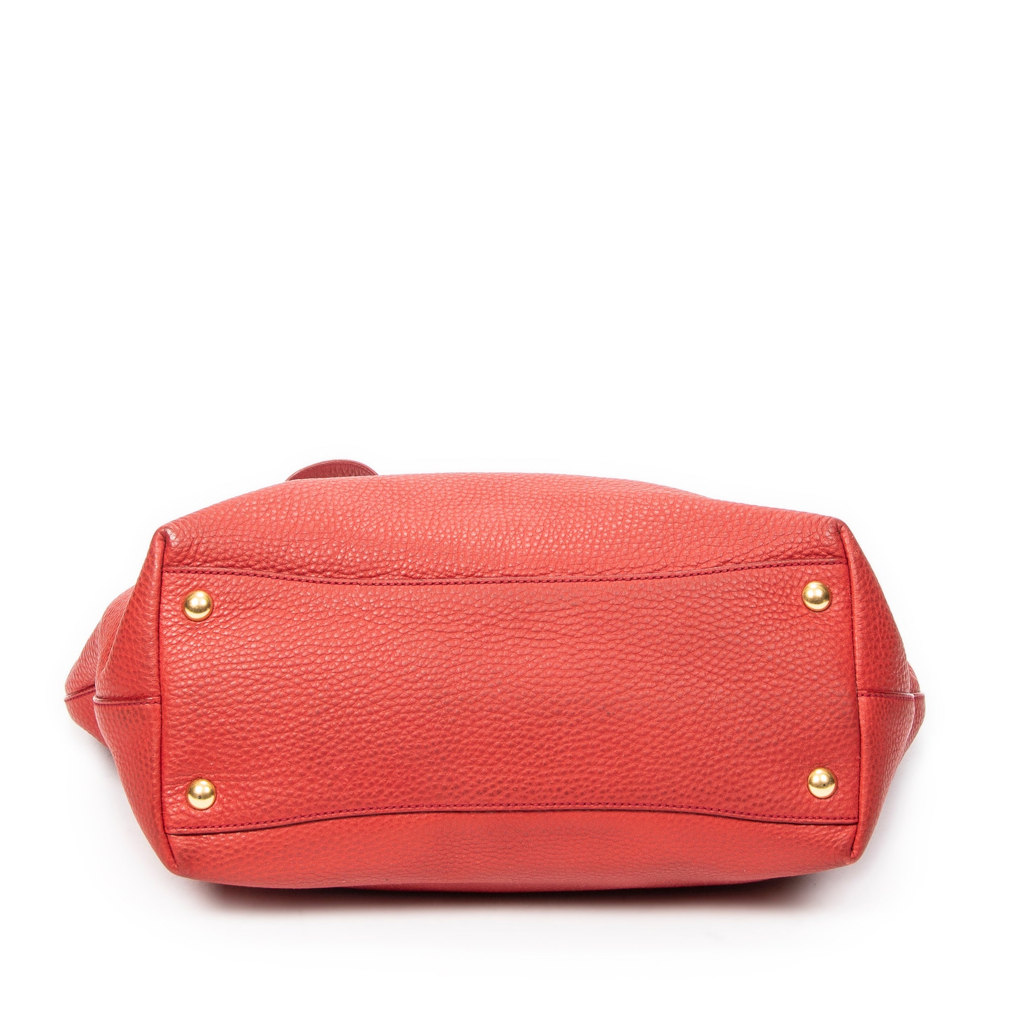 Shoulder Bag Shopping Tote Red Vitello Caribu Leather