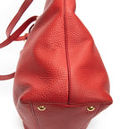 Shoulder Bag Shopping Tote Red Vitello Caribu Leather