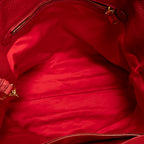 Shoulder Bag Shopping Tote Red Vitello Caribu Leather