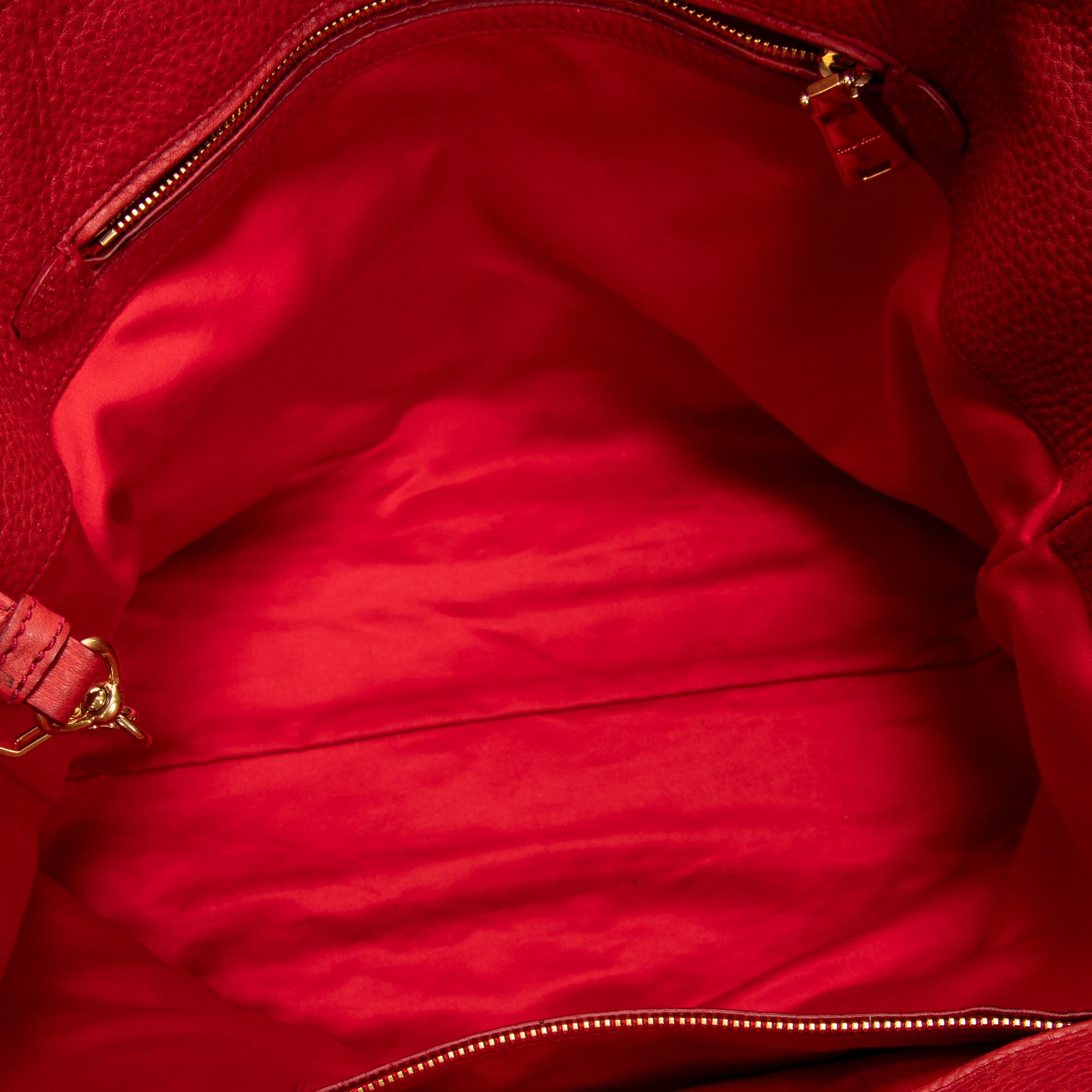 Shoulder Bag Shopping Tote Red Vitello Caribu Leather