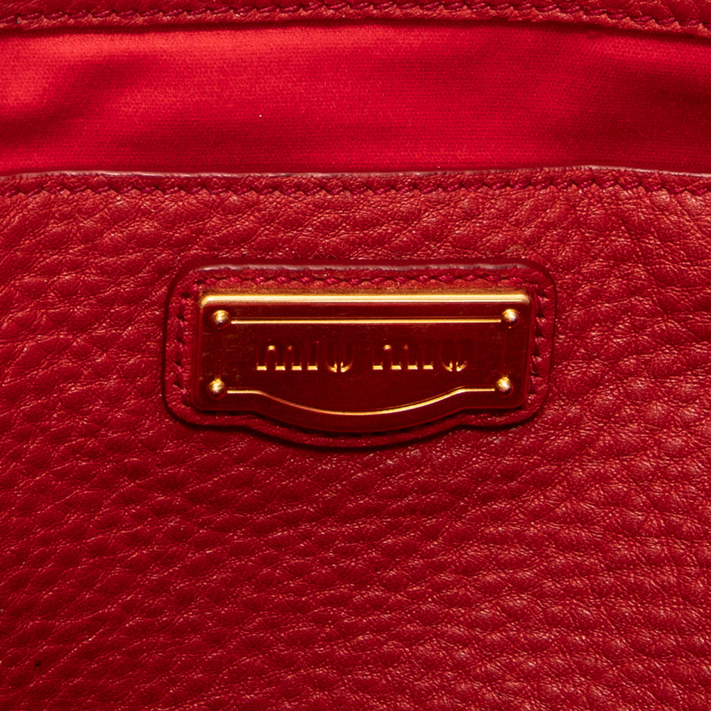 Shoulder Bag Shopping Tote Red Vitello Caribu Leather