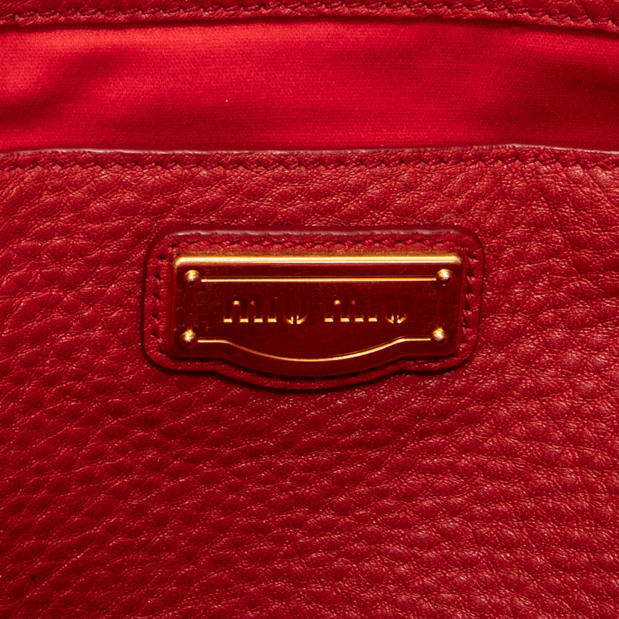 Shoulder Bag Shopping Tote Red Vitello Caribu Leather