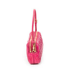 Pouch Double Zip Pouch Fuchsia Pink Matelasse Lux Leather