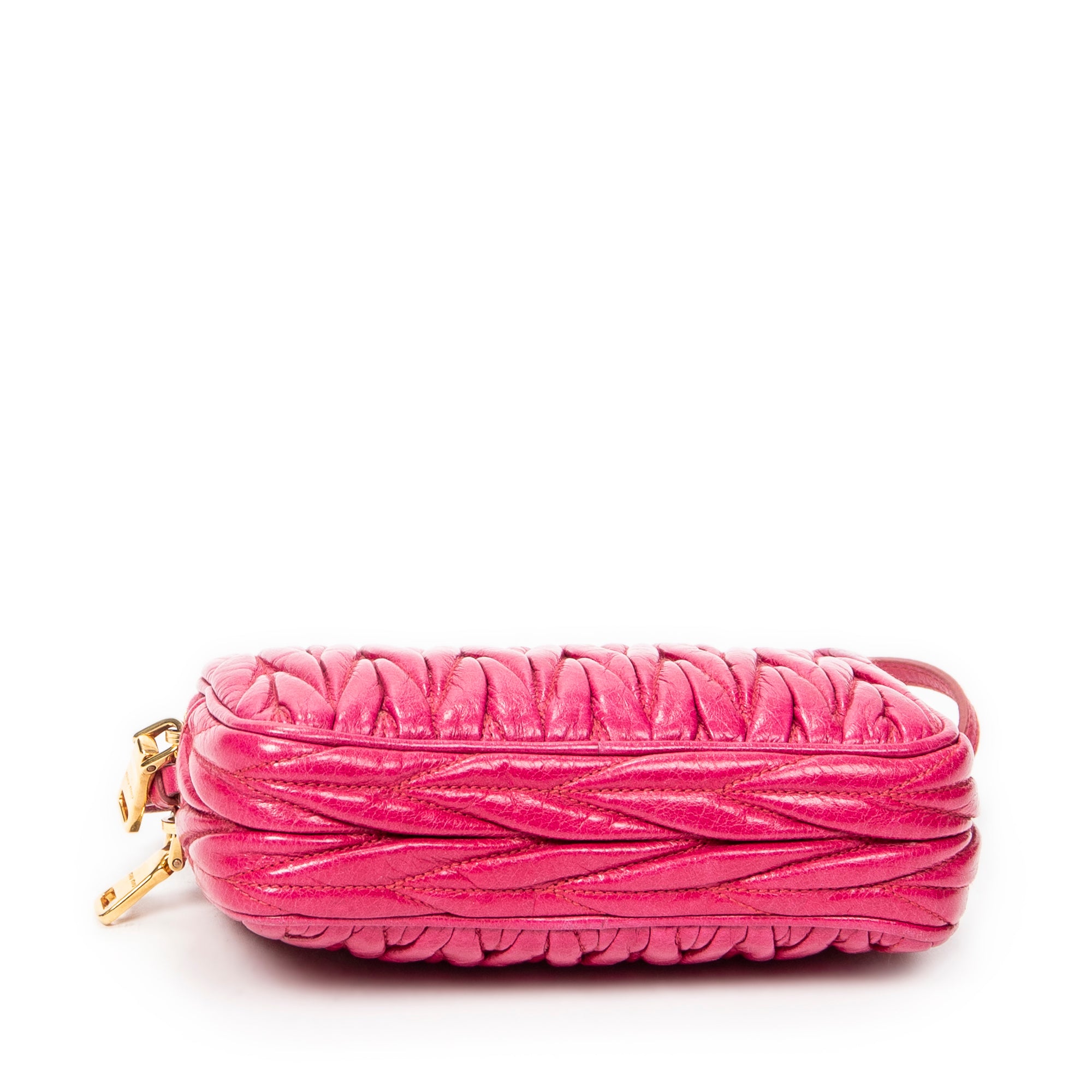 Pouch Double Zip Pouch Fuchsia Pink Matelasse Lux Leather