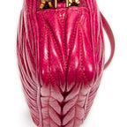 Pouch Double Zip Pouch Fuchsia Pink Matelasse Lux Leather