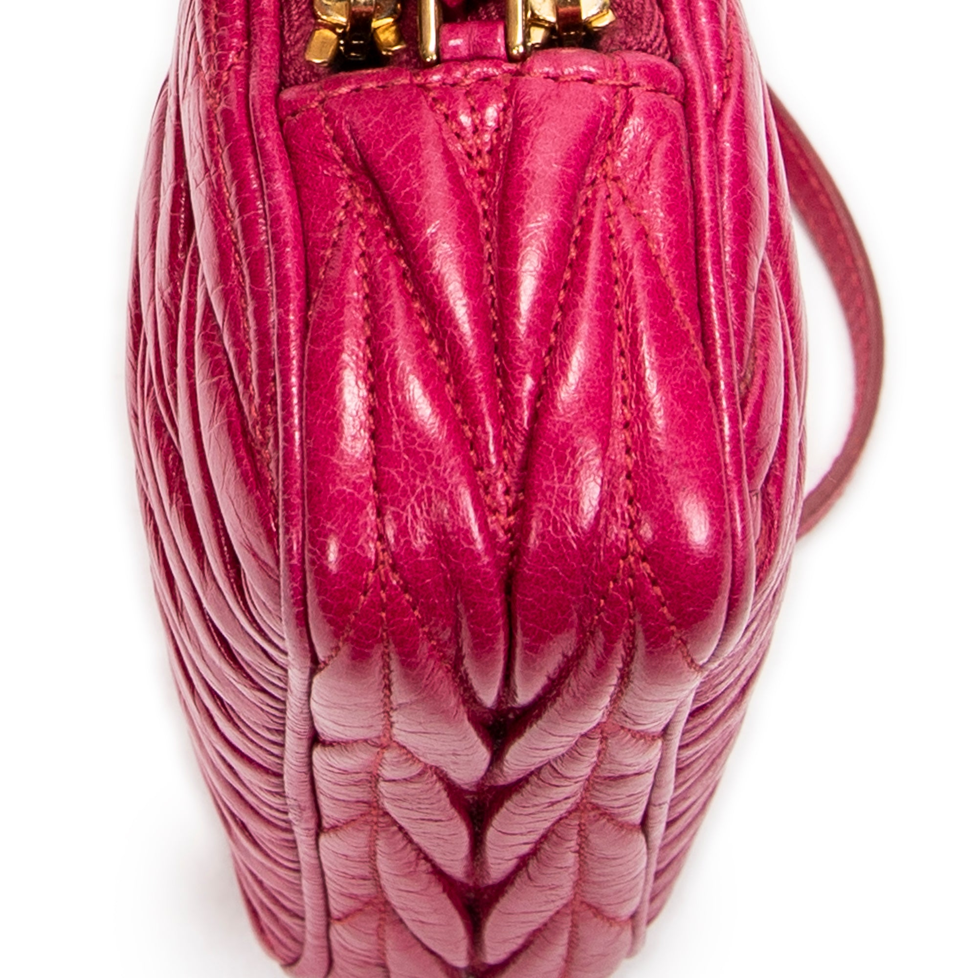 Pouch Double Zip Pouch Fuchsia Pink Matelasse Lux Leather
